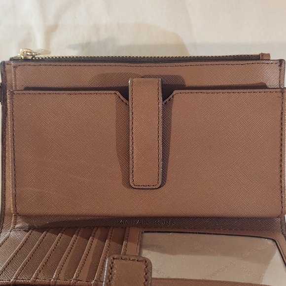 MICHAEL KORS Jet Set Travel MK Signature Double Zip Wristlet Wallet brown - Picture 5 of 15